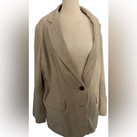 a new day Jackets & Blazers - A New Day Women's Size Large Blazer Natural Beige Button Up Spring Jacket
